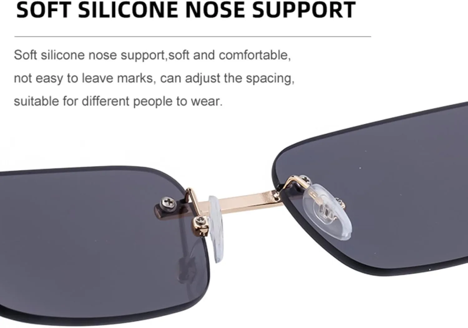 Small Rectangle Rimless Sunglasses for Men Luxury Vintage Frameless Uv400