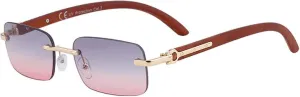 Small Rectangle Rimless Sunglasses for Men Luxury Vintage Frameless Uv400