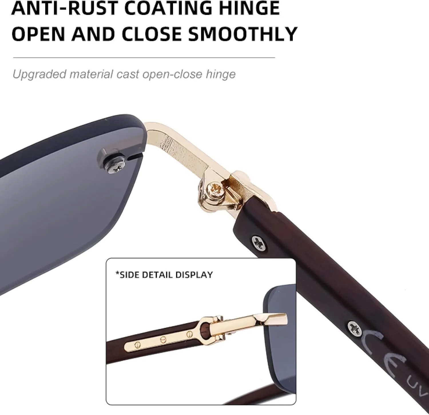 Small Rectangle Rimless Sunglasses for Men Luxury Vintage Frameless Uv400