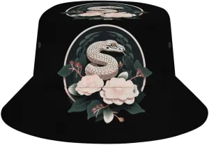 Snake Reptile Flowers Unisex Sun Hat Foldable Bucket Hat Fashion Fishing Hat Summer Beach Hat Brim Hat