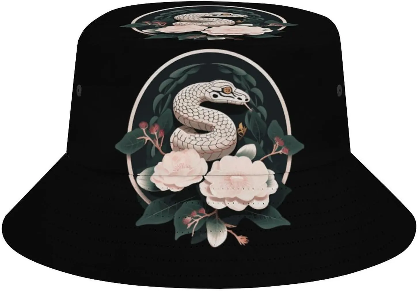 Snake Reptile Flowers Unisex Sun Hat Foldable Bucket Hat Fashion Fishing Hat Summer Beach Hat Brim Hat