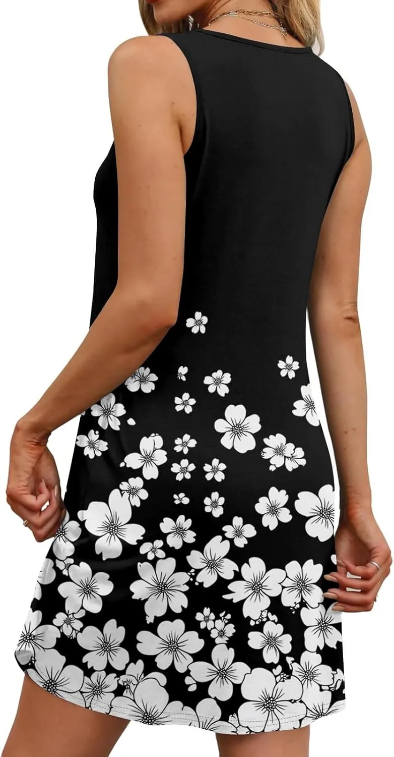 Spring Dresses for Women Sundresses Boho Dress Sleeveless Tank Dress Basic Short Dress Summer Flowy Beach Dresses