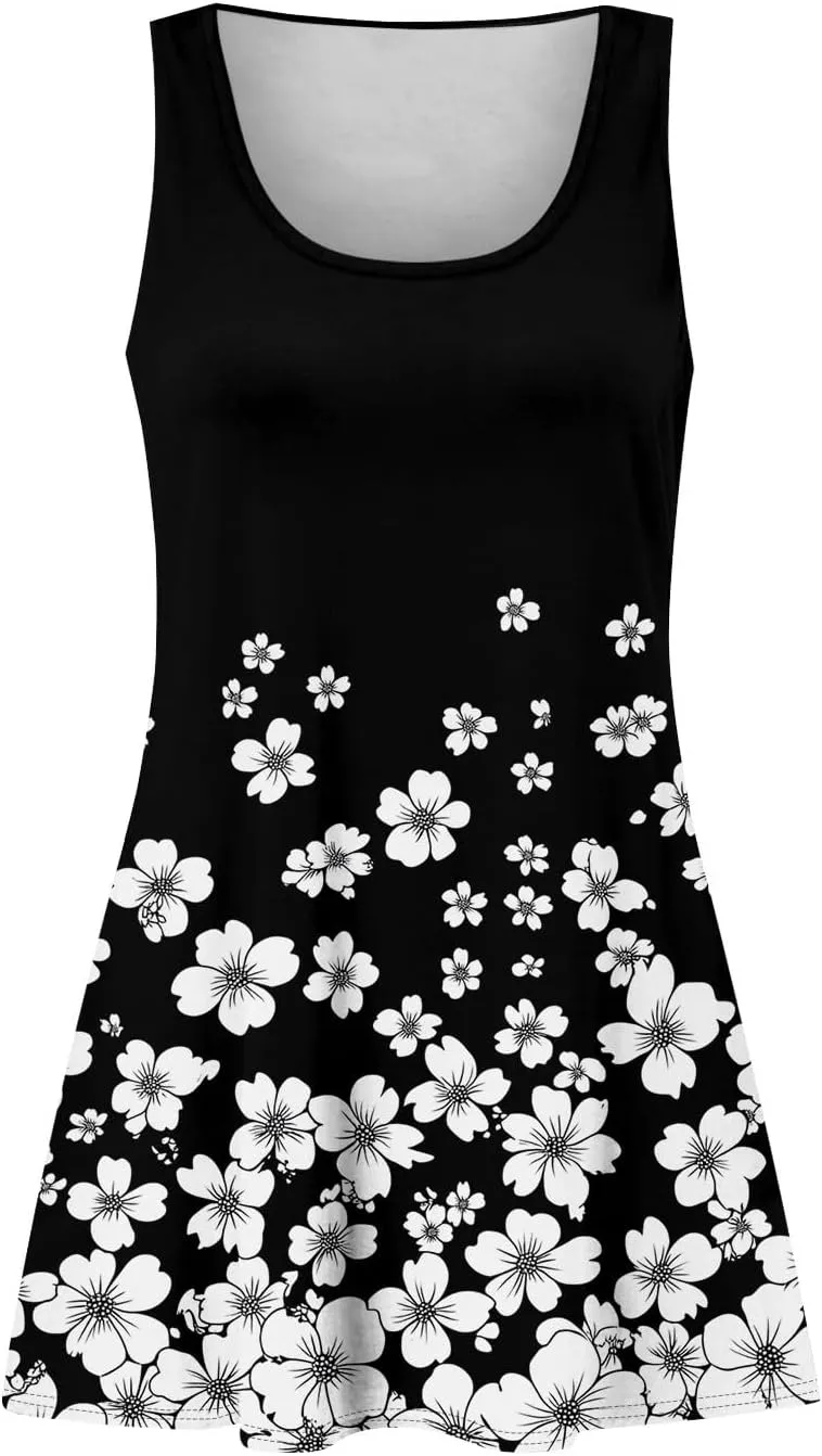 Spring Dresses for Women Sundresses Boho Dress Sleeveless Tank Dress Basic Short Dress Summer Flowy Beach Dresses