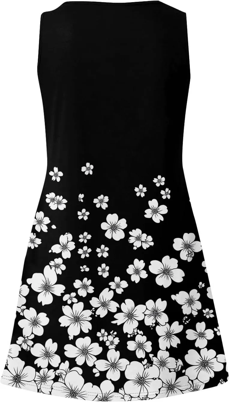 Spring Dresses for Women Sundresses Boho Dress Sleeveless Tank Dress Basic Short Dress Summer Flowy Beach Dresses