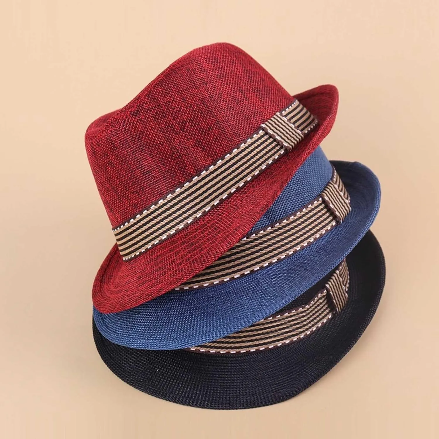 Straw Fedora Sun Hat for Kids Roll Up Short Brim Trilby Hat Panama Beach Hat Boys Girls Short Brim Straw Sunhat