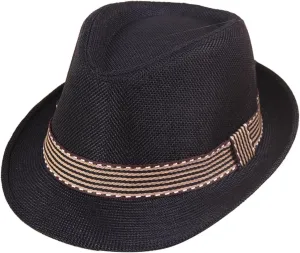 Straw Fedora Sun Hat for Kids Roll Up Short Brim Trilby Hat Panama Beach Hat Boys Girls Short Brim Straw Sunhat
