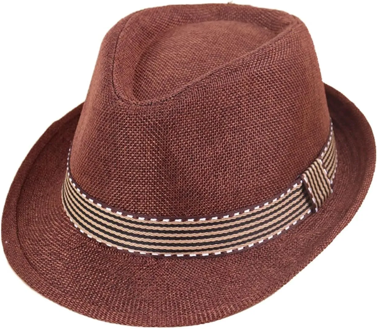 Straw Fedora Sun Hat for Kids Roll Up Short Brim Trilby Hat Panama Beach Hat Boys Girls Short Brim Straw Sunhat