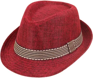 Straw Fedora Sun Hat for Kids Roll Up Short Brim Trilby Hat Panama Beach Hat Boys Girls Short Brim Straw Sunhat