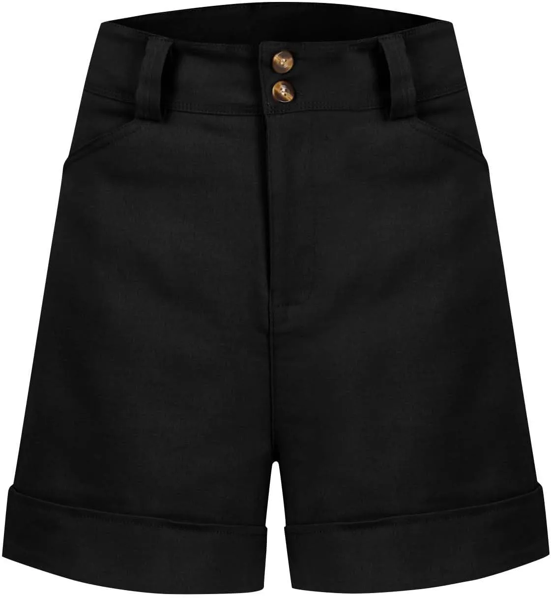 Stretch Twill Shorts Women Elastic High Waisted Denim Shorts Pull On Chino Shorts Summer Bermuda Shorts with Pockets