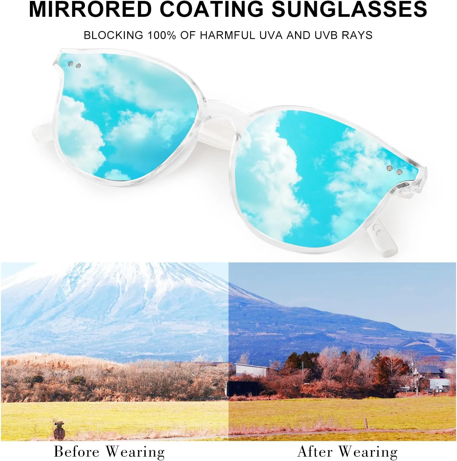 Sumato Sunglasses Womens, Cat Eye Pink Sunglasses for Women with Mirrored Trendy Lens UV400 Blocking