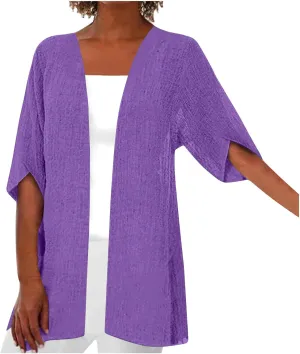 Summer Cardigans for Women Trendy Lightweight Casual Half Sleeve Kimono Cardigan Beach Vacation Plus Size Blouse
