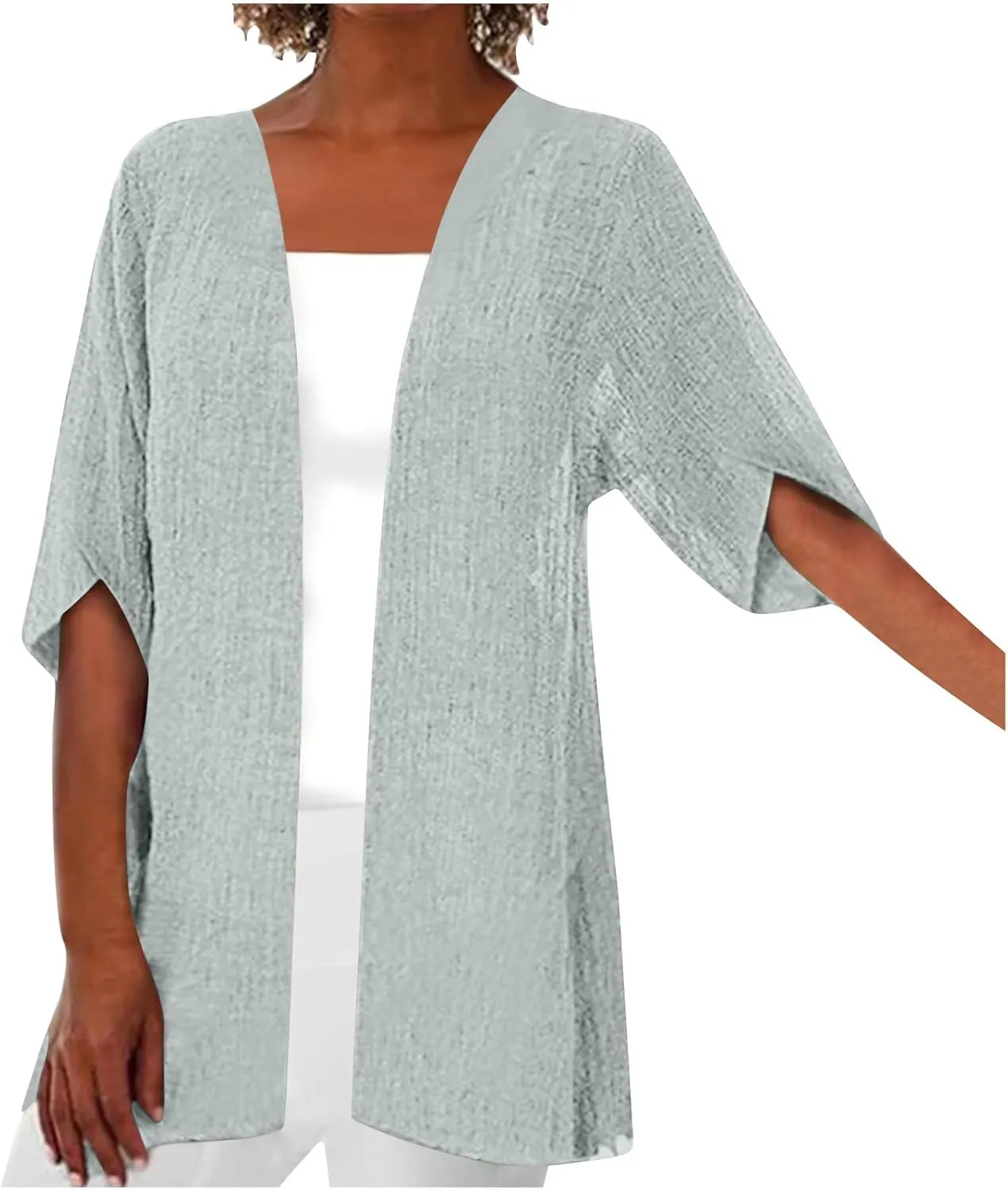Summer Cardigans for Women Trendy Lightweight Casual Half Sleeve Kimono Cardigan Beach Vacation Plus Size Blouse