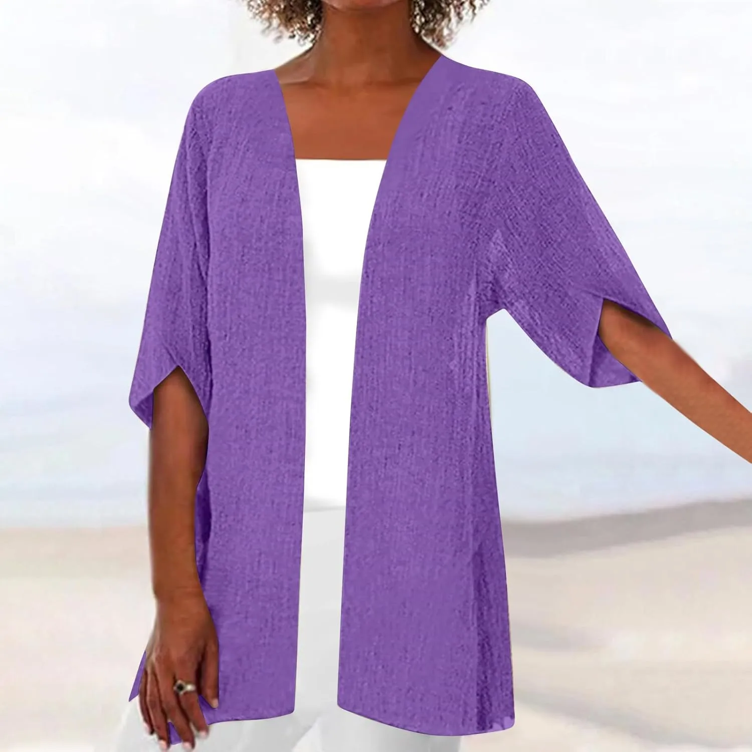 Summer Cardigans for Women Trendy Lightweight Casual Half Sleeve Kimono Cardigan Beach Vacation Plus Size Blouse