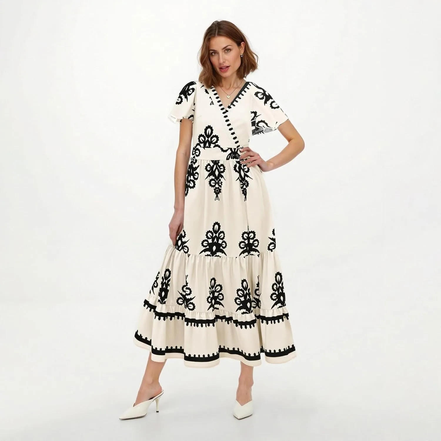 Summer Dresses for Women 2025 Square Neck Sleeveless Casual Boho Floral High Waist Slit Travel Vacation Sundress