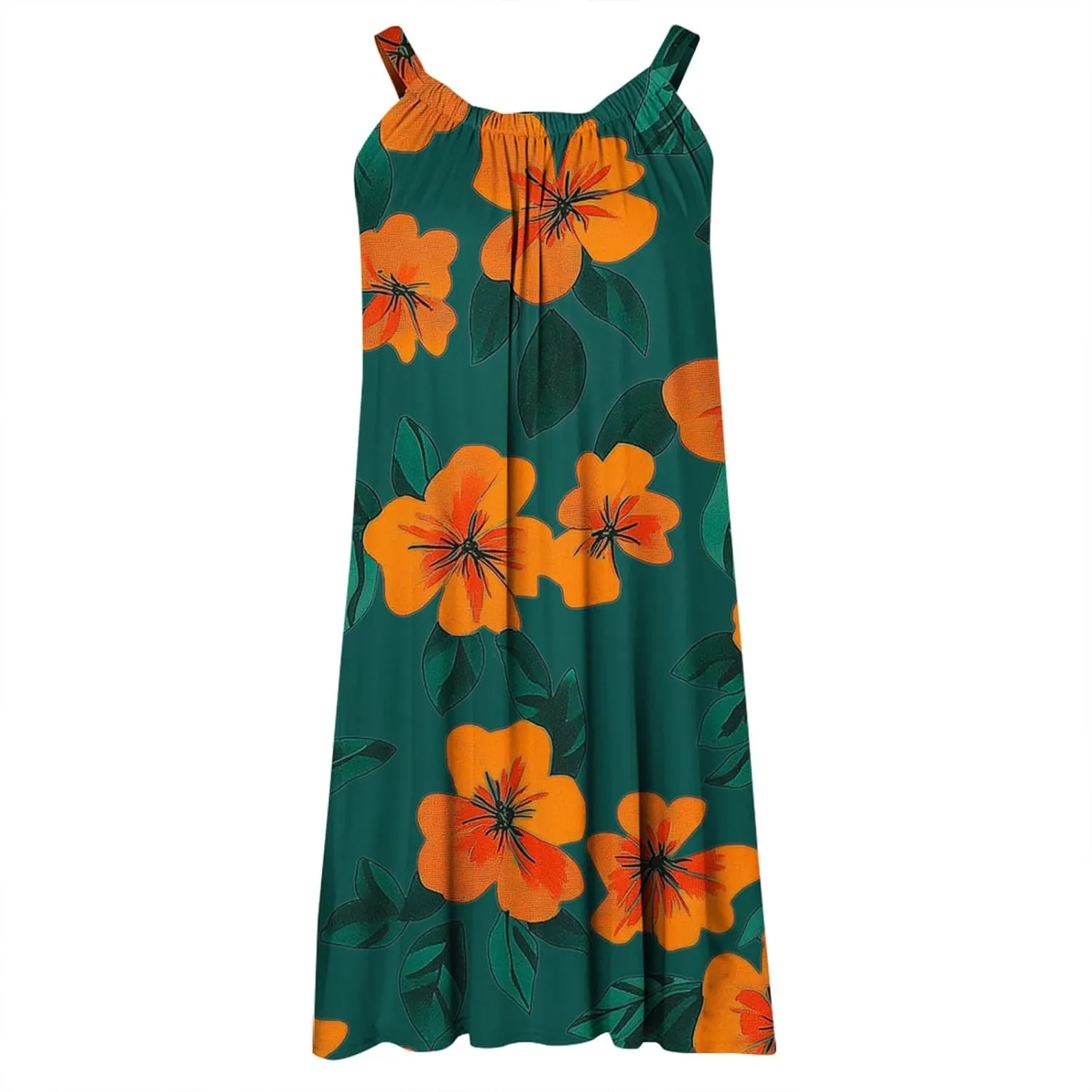 Summer Fashion Print Beach Short Dress for Women, Sleeveless Strappy Sundress Comfy Breathable Trendy Clothes