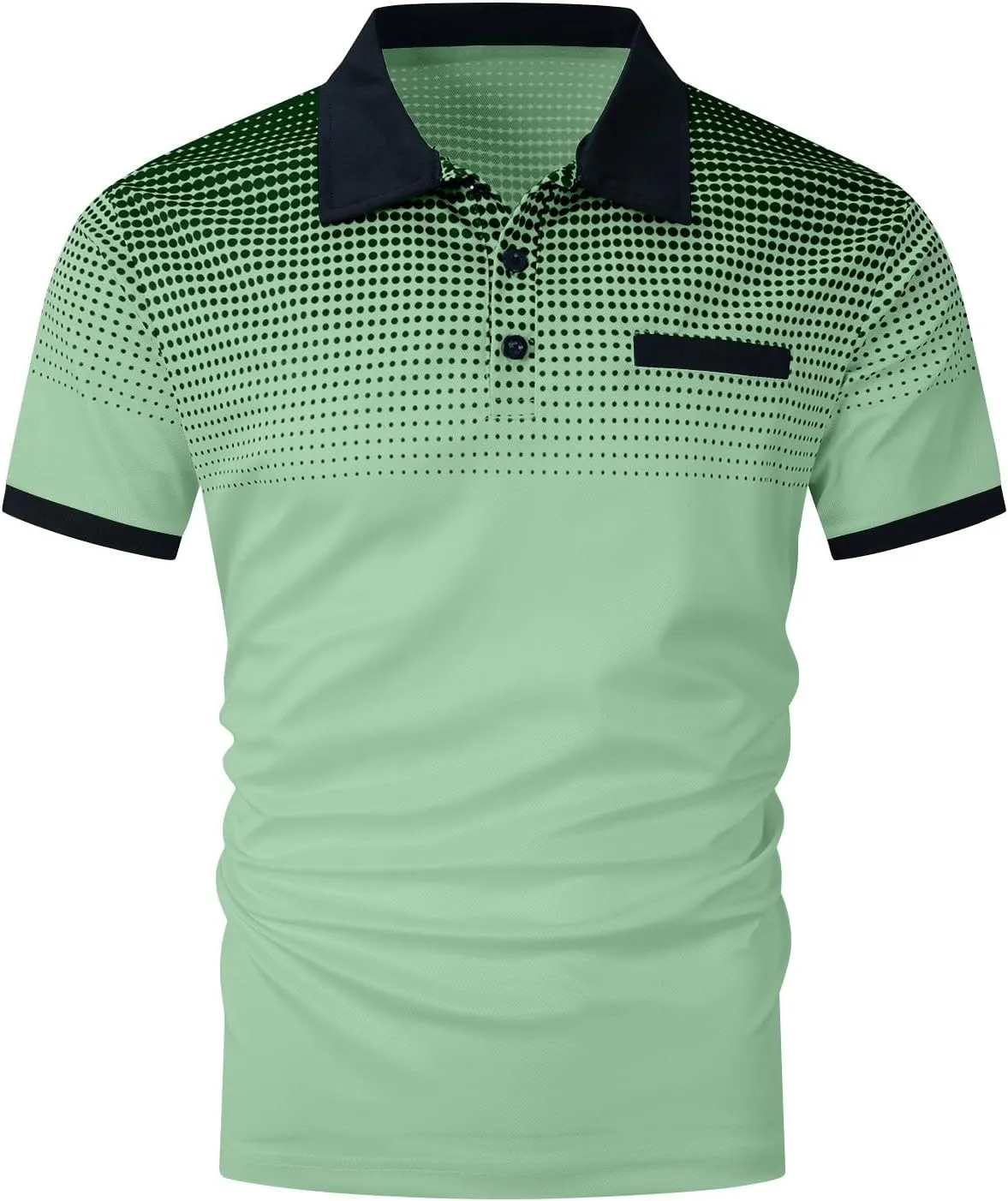 Summer Shirt for Men Casual Loose Fit V-Neck Gradient Color T Shirt Formal Button Up Short Sleeve Tees Loose Pullover