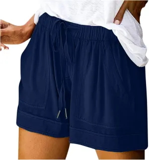 Summer Shorts for Women Casual Drawstring High Waisted Shorts Trendy Lightweight Beach Lounge Shorts with Pockets