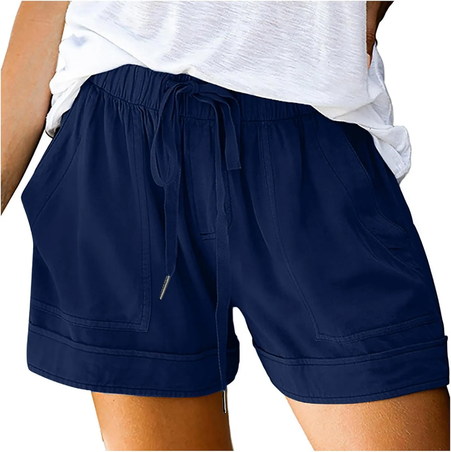 Summer Shorts for Women Casual Drawstring High Waisted Shorts Trendy Lightweight Beach Lounge Shorts with Pockets
