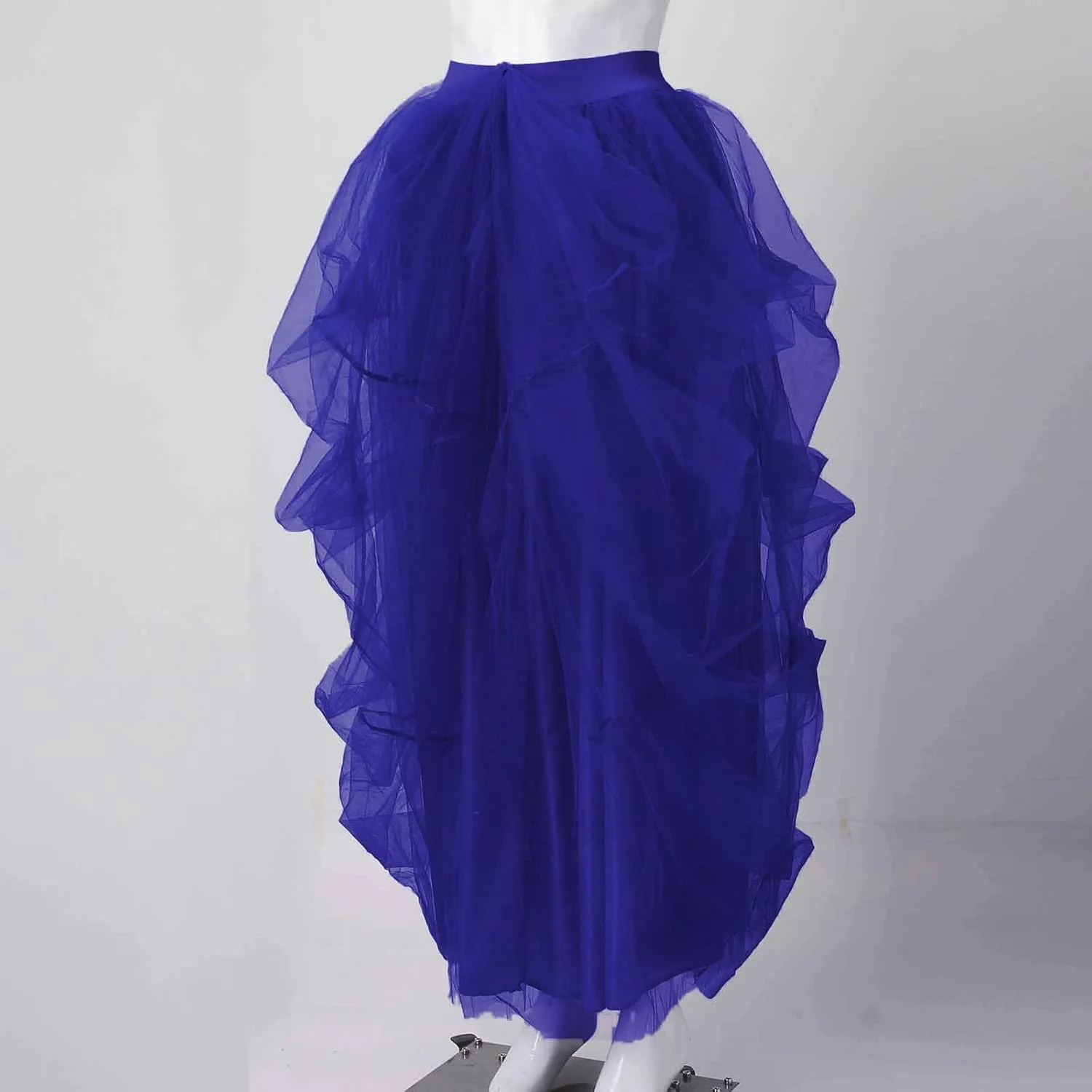 Summer Skirt for Women Party Dance Trendy Sheer Loose Fit High Elastic Waist Ruffle Hem Long Mesh Skirts Dress Clubwear