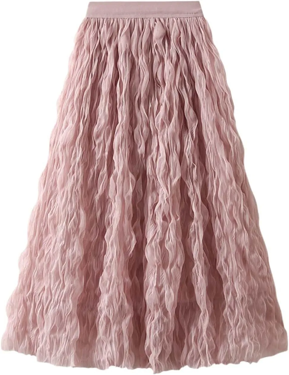 Summer Skirt for Women Trendy High Elastic Waist Lightweight Sheer A-Line Pleated Flared Maxi Shirts Long Streetwear
