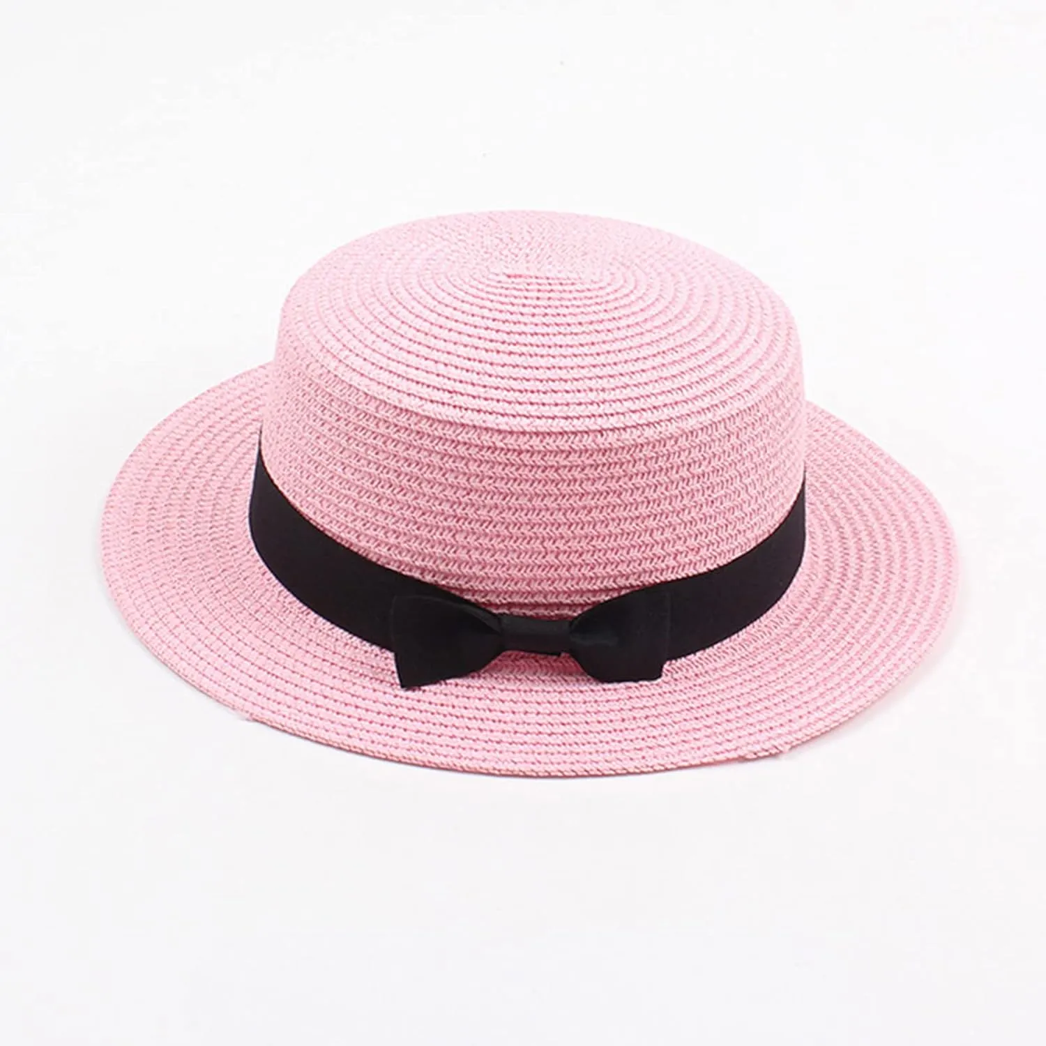 Summer Straw Hat Fedora Hats for Kids Girl Flat Top Hats Pork Pie Hat Wide Brim Church Hat Boater Cap