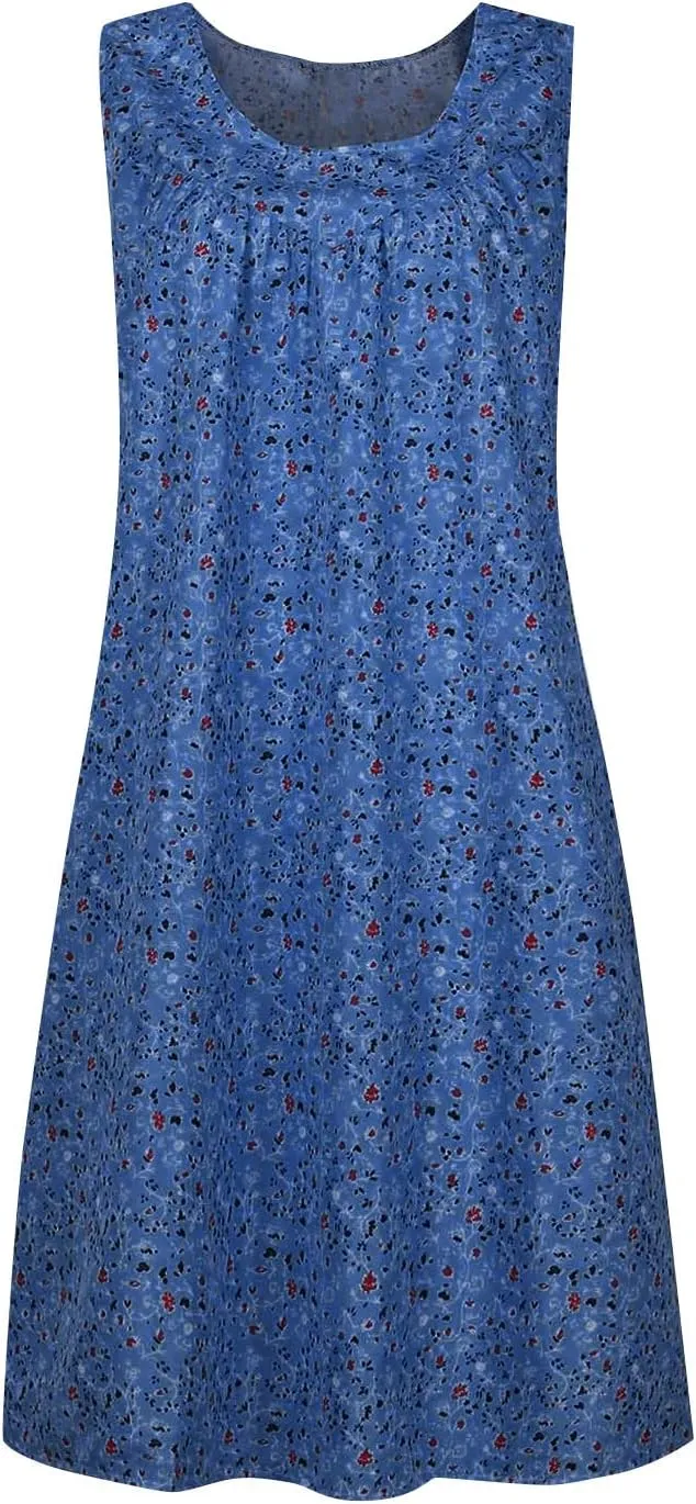 Sun Dresses Women Tank Dress Summer Cute Dresses Short Dress Sleeveless Casual Ruffle Floral Dress with Pockets
