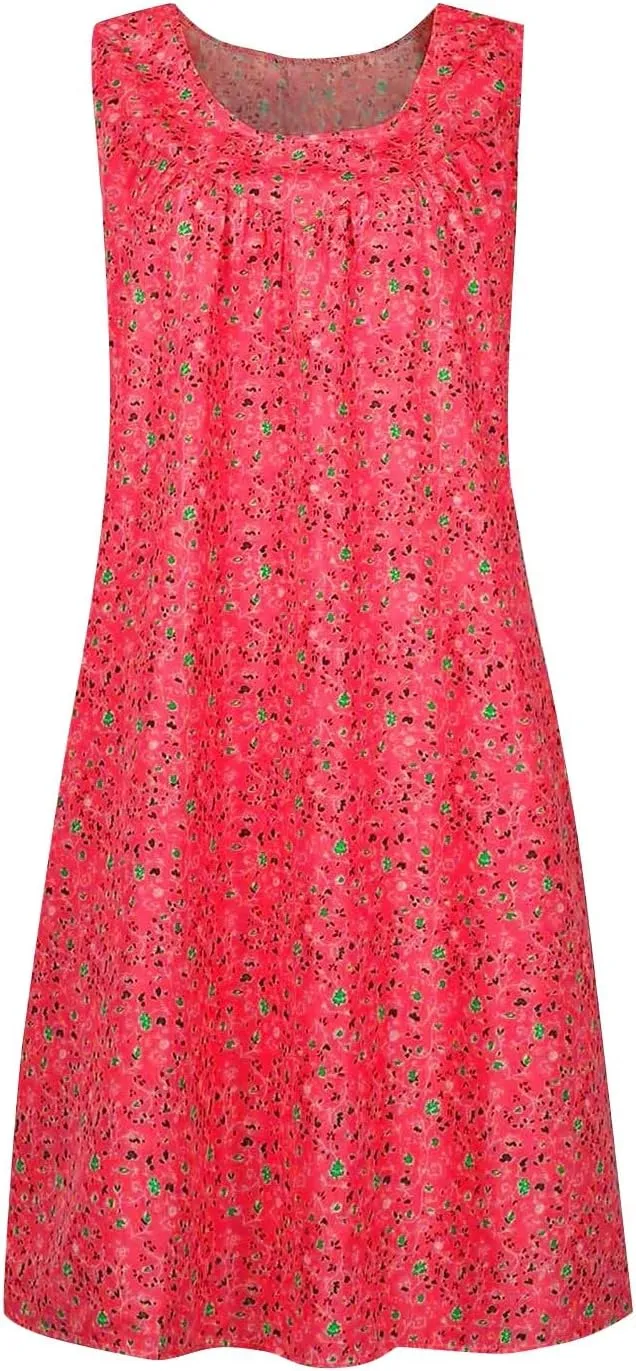 Sun Dresses Women Tank Top Dress Casual Summer Vacation Dress Short Dress Sleeveless Fashion Floral Dress with Pockets