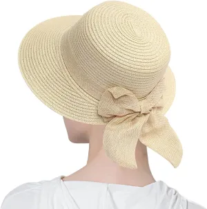 Sun Hats for Women Beach Hat Wide Brim Handmade Straw Hat Breathable Foldable Packable Cap for Travel UPF