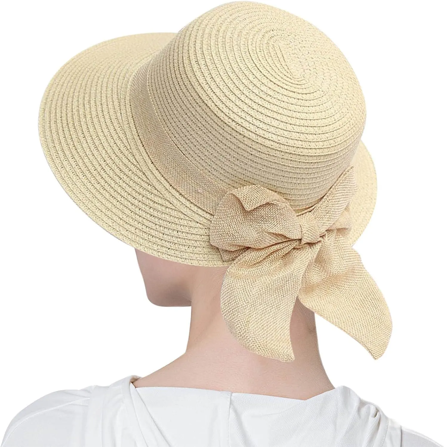 Sun Hats for Women Beach Hat Wide Brim Handmade Straw Hat Breathable Foldable Packable Cap for Travel UPF