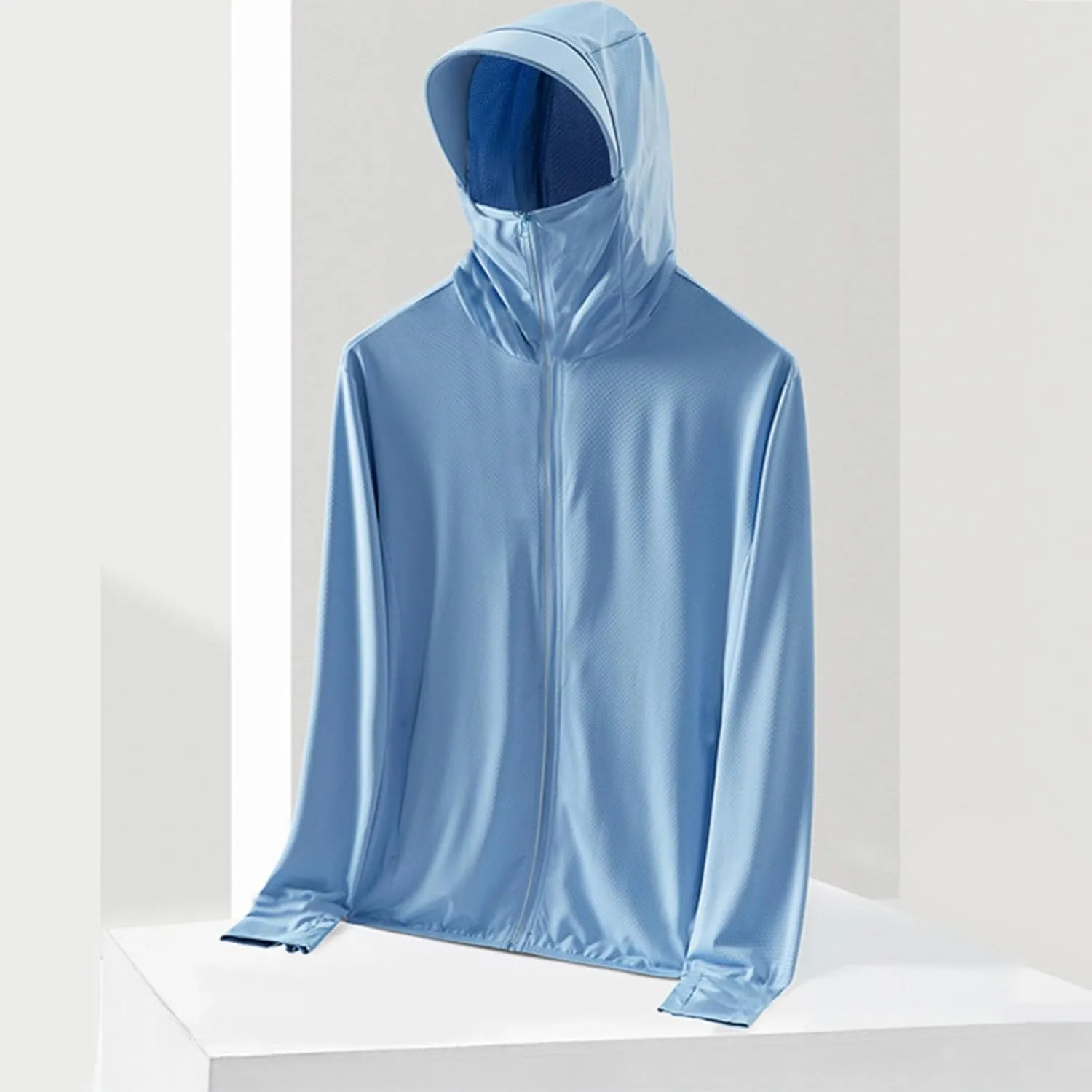 Sun Shirts for Men Casual Fishing Shirts UPF 50  Sun Protection Hoodie Hooded Long Sleeve UV Hiking T-Shirt with Mask