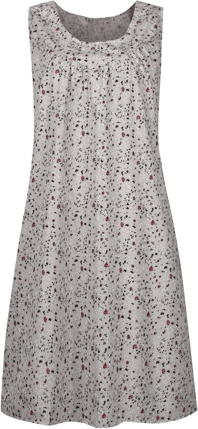 Sundresses for Women 2025 Tank Top Dress Summer Plus Size Dress Mini Dress Sleeveless Boho Floral Dress with Pockets
