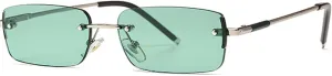 Sunglasses for Men Rimless Metal Small Retro Sun Glasses Uv400 Gold Blue Green