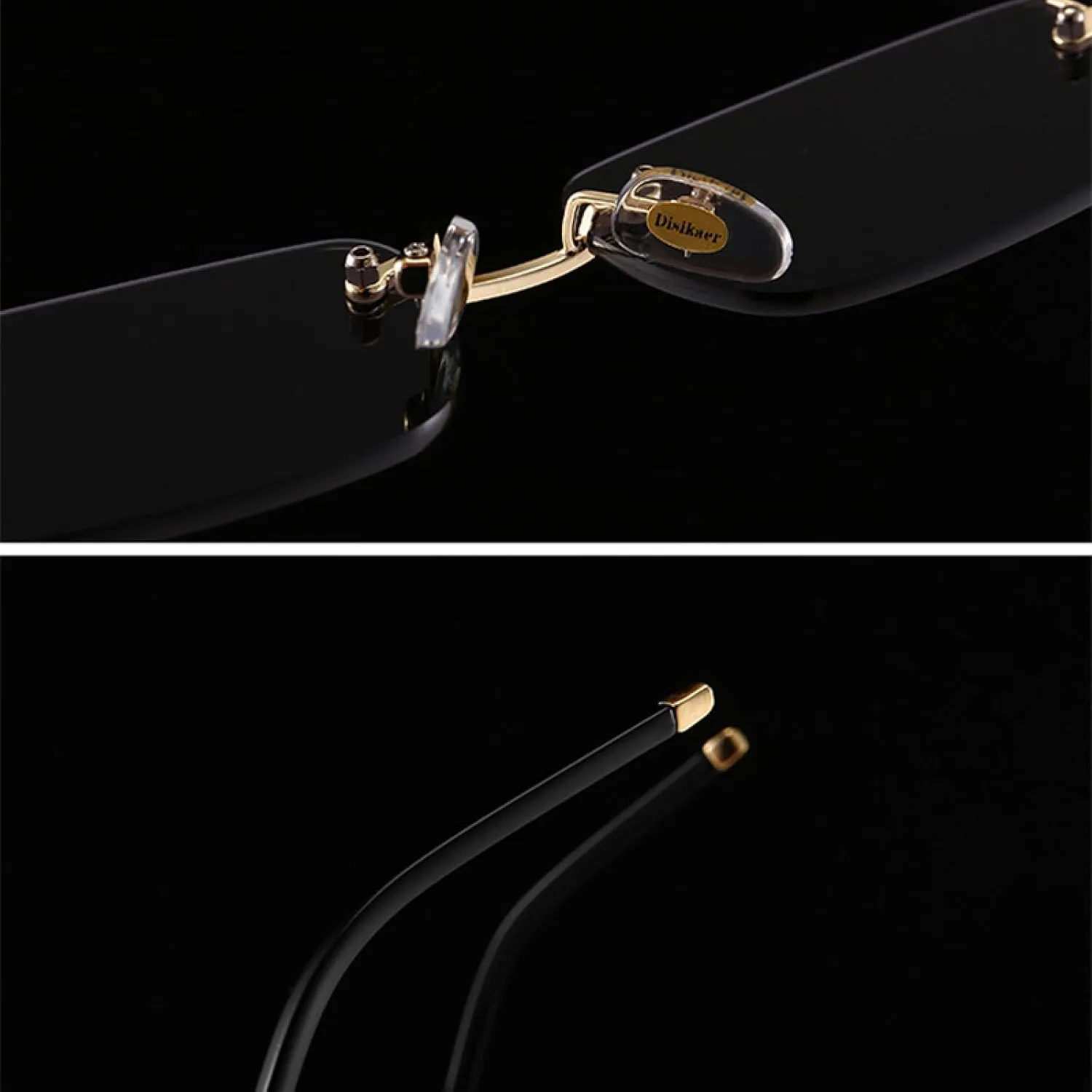 Sunglasses for Men Rimless Metal Small Retro Sun Glasses Uv400 Gold Blue Green