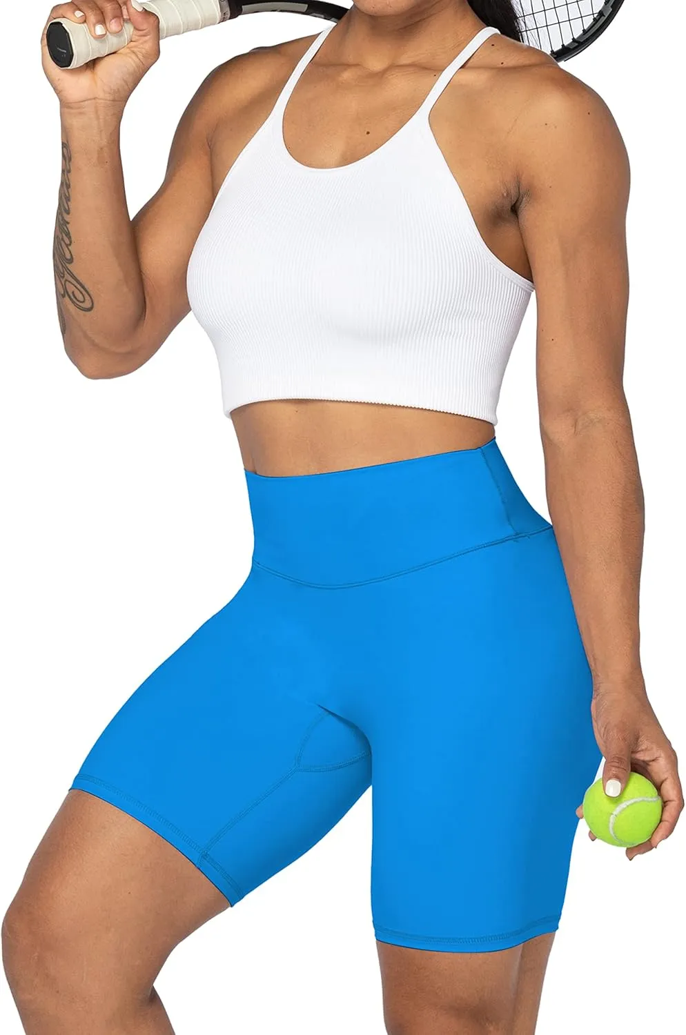 Sunzel No Front Seam High Waist Biker Shorts for Women, Squat Proof Yoga Workout Gym Bike Shorts