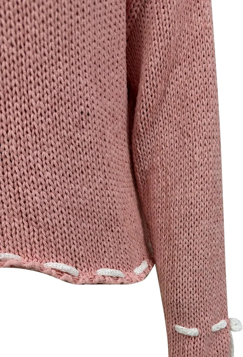 Sweater for Women Cable Knit Round Neck Solid Color Long Sleeve Casual Lightweight Soft Sweaters Tops