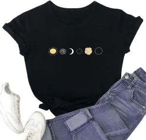 SweatyRocks Women's Cute Tee Graphic Print Crewneck Short Sleeve T Shirts Top