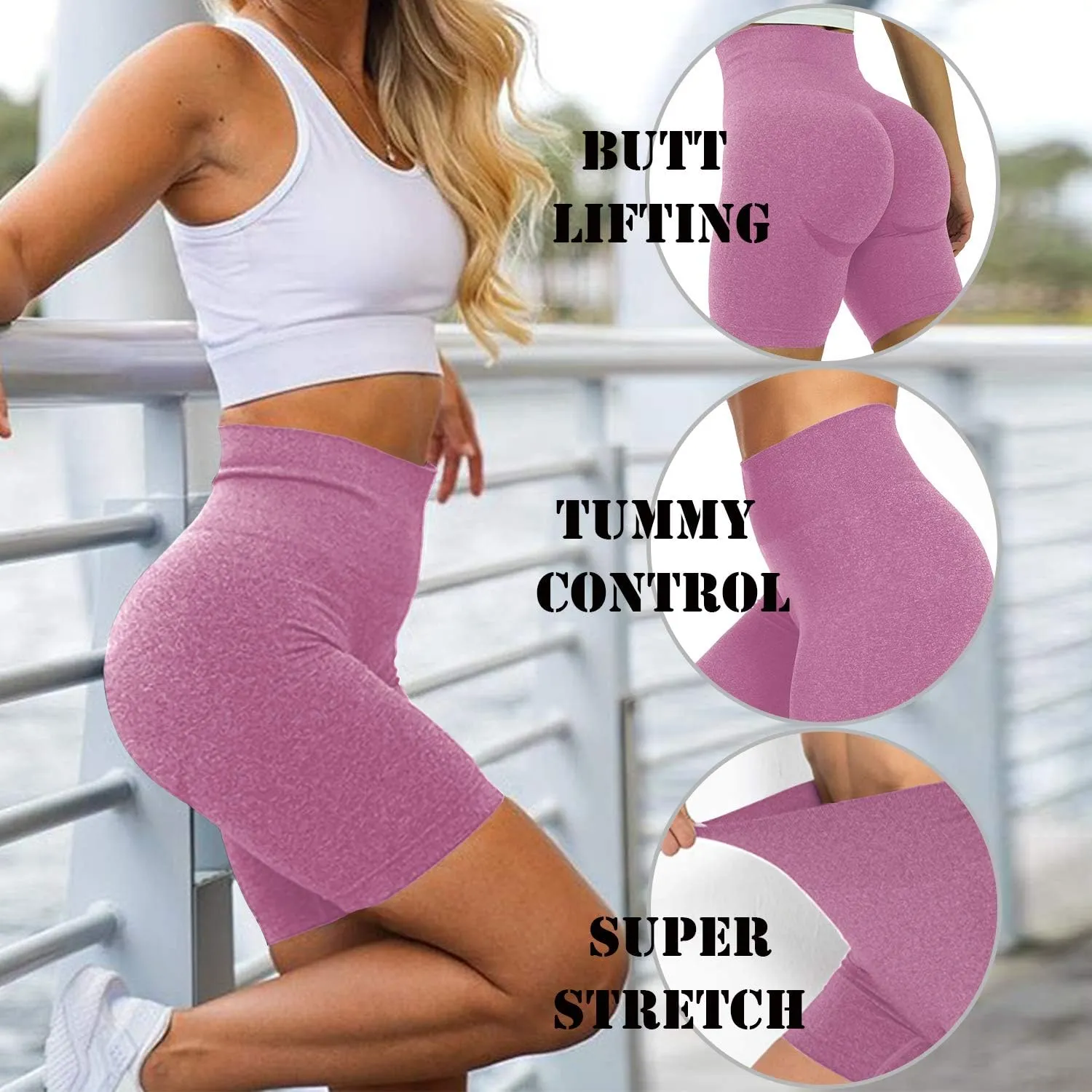 SZKANI Butt Lifting Workout Shorts for Women Booty Seamless Scrunch Butt Gym Shorts High Waist Yoga Biker Shorts