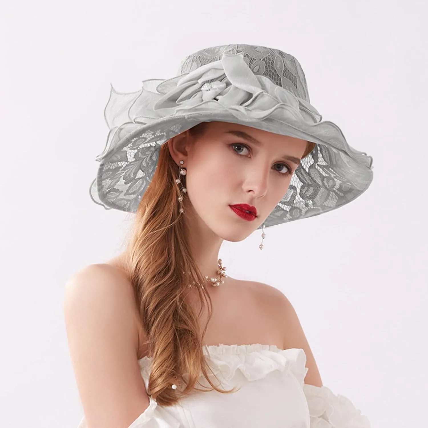 Tea Party Hats for Girls Church Summer Bowler Cloche Hat Bowknot Sun Bridal Dress Cap