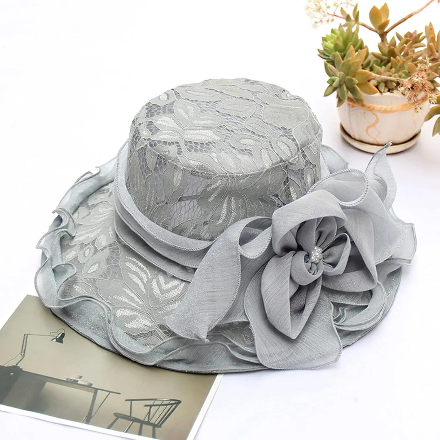 Tea Party Hats for Girls Church Summer Bowler Cloche Hat Bowknot Sun Bridal Dress Cap