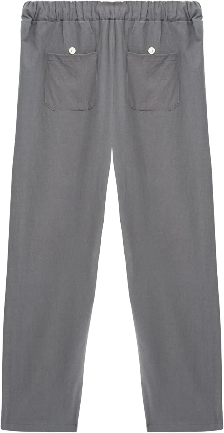 TIAFORD Women's Summer Casual Linen Pants Elastic Waist Relaxed Fit Straight Leg Crop Pants Beach Trousers with Pockets
