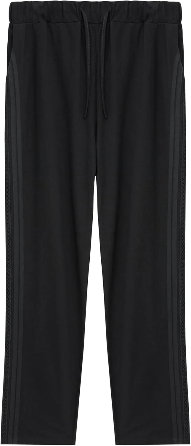 TIAFORD Women's Summer Casual Linen Pants Elastic Waist Relaxed Fit Straight Leg Crop Pants Beach Trousers with Pockets