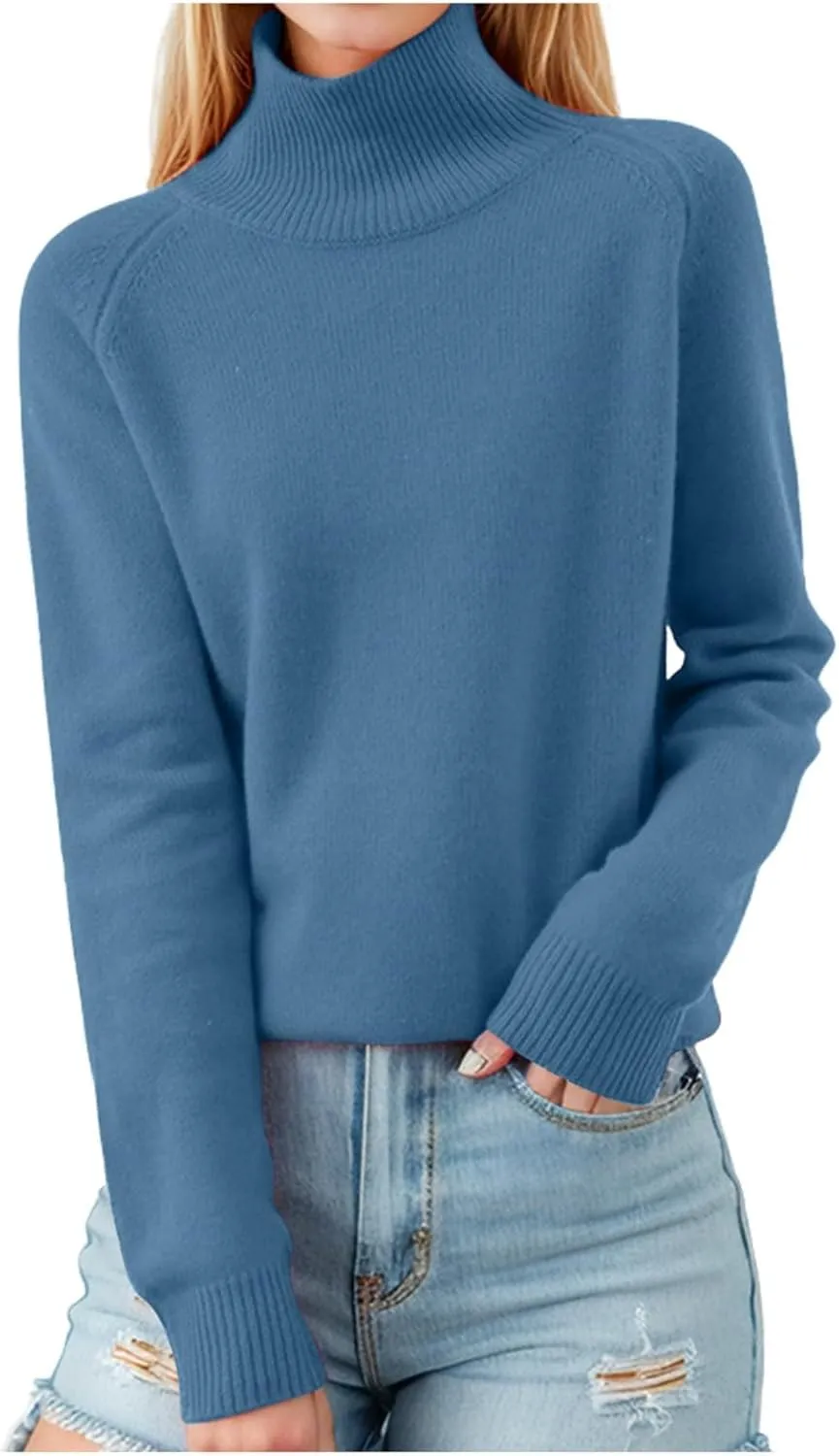 Turtleneck Sweater for Women 2024 Fashion Long Sleeve Mock Neck Pollover Tops Casual Shirts Soft Warm Jumpers Top
