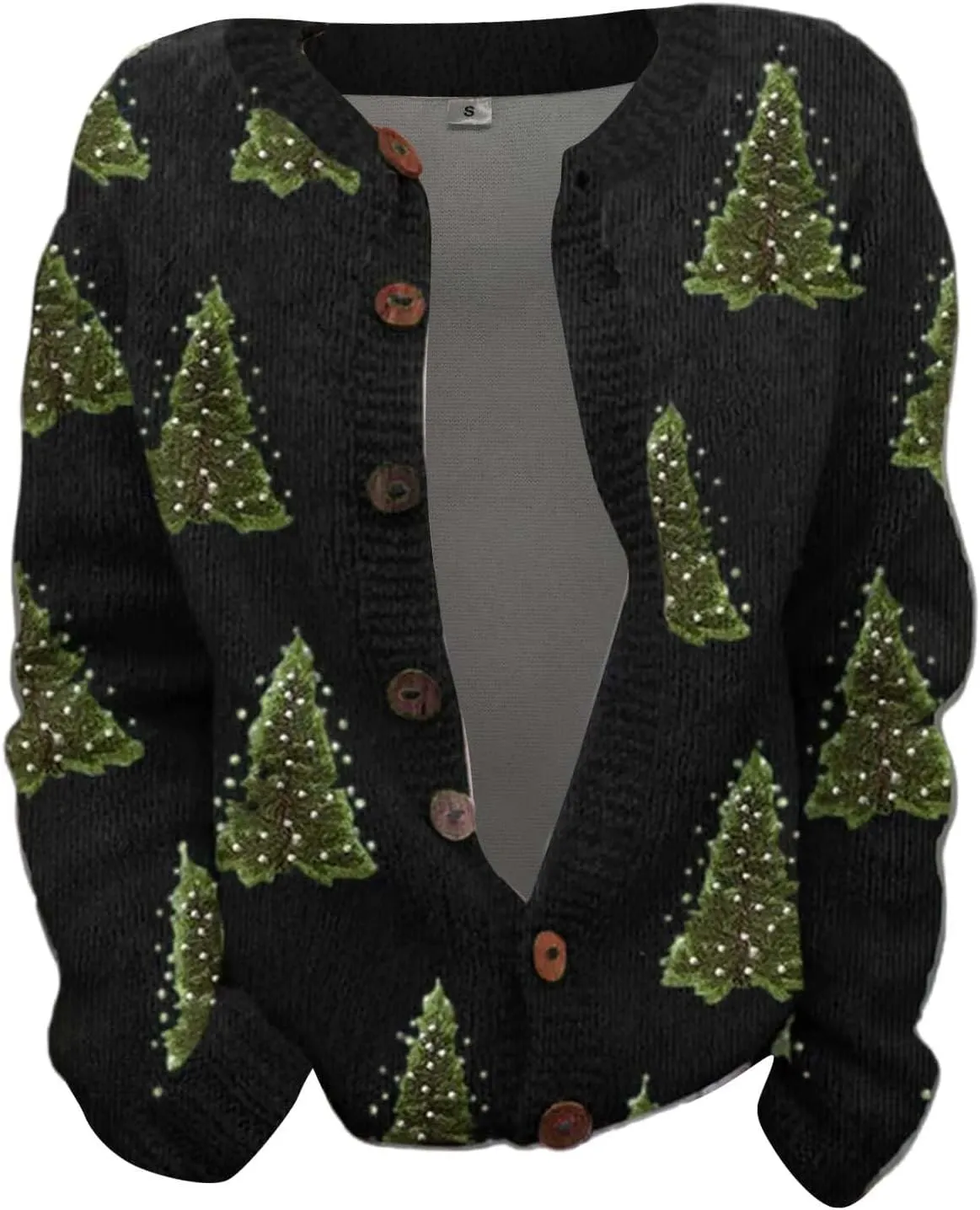 Ugly Christmas Sweater for Women Cute Xmas Open Front Button Down Sweater Cardigans Knitted Fall Outfit Winter Coat