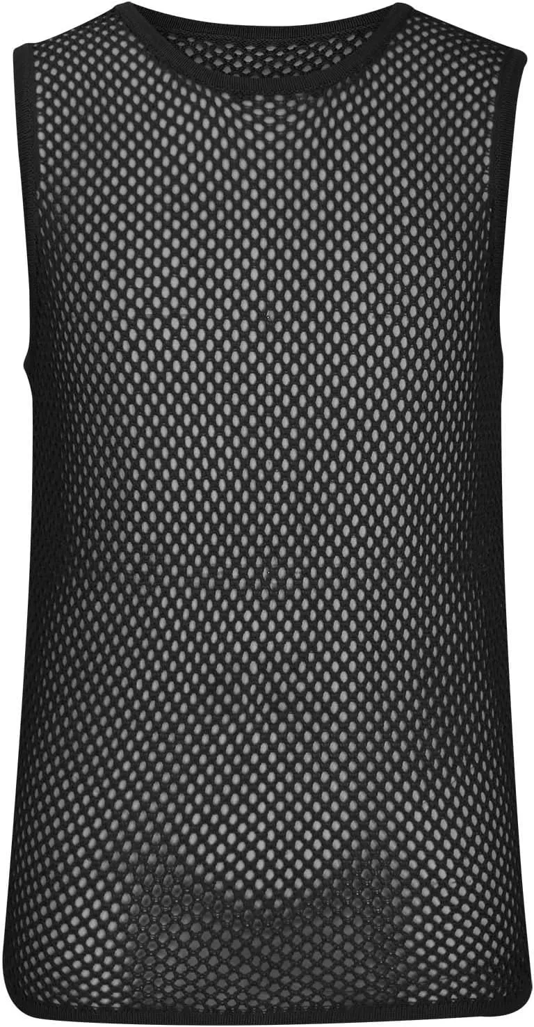 Uillui Men's Mesh Fishnet Muscle Shirts See Through Mesh Party Vest Tops Workout Muscle Tank Fitted Crew Neck Base Layer Tee