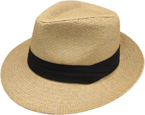 Unisex Men Women Panama Bowler Hat Wide Brim Straw Hats Sunscreen Breathable Jazz Sun Hat Church Hats