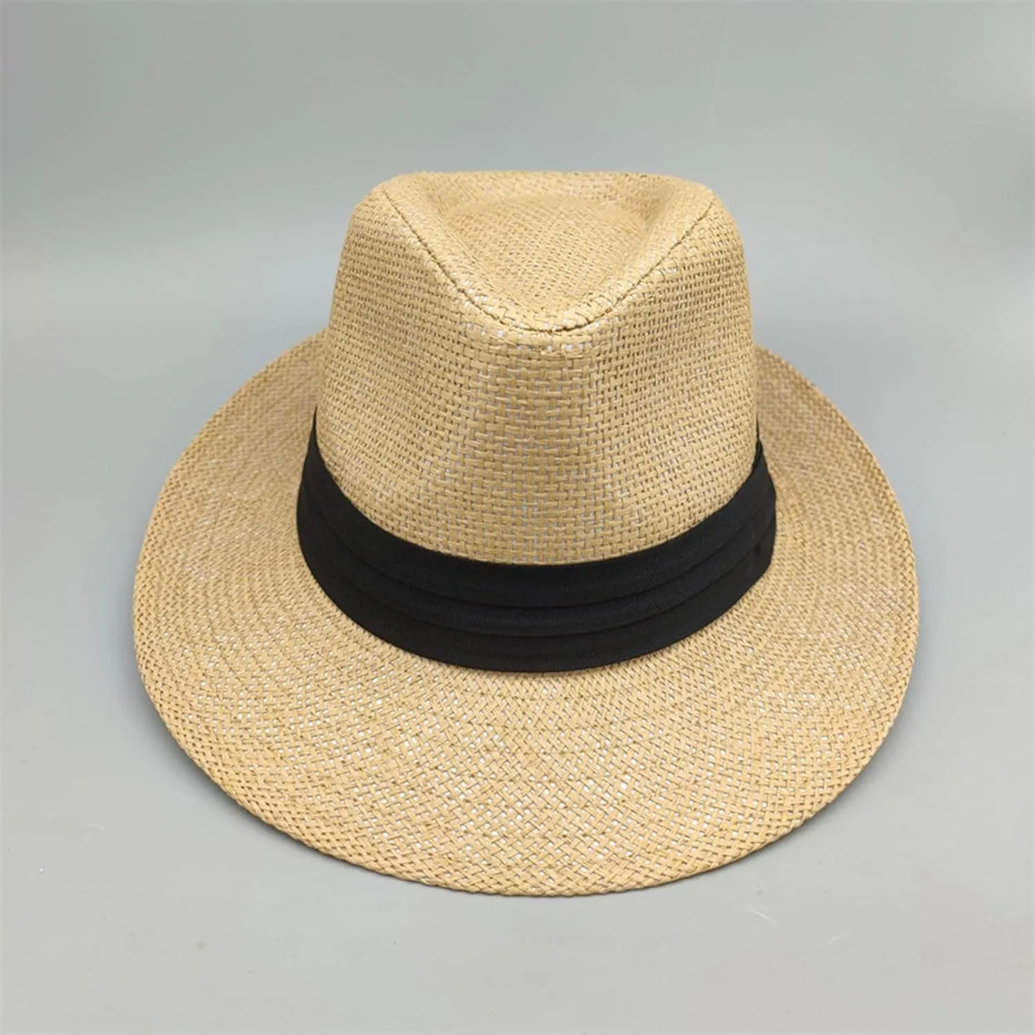 Unisex Men Women Panama Bowler Hat Wide Brim Straw Hats Sunscreen Breathable Jazz Sun Hat Church Hats