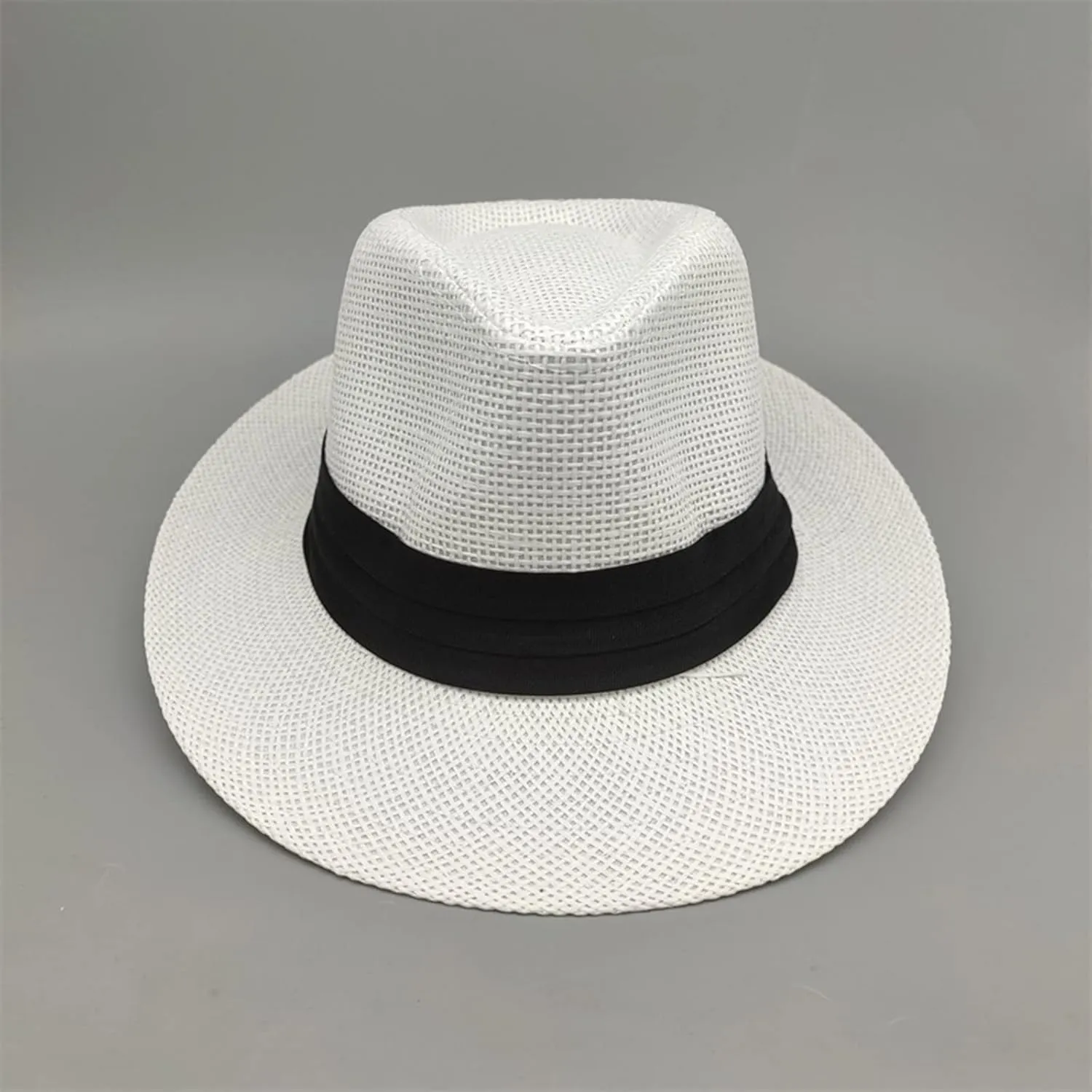 Unisex Men Women Panama Bowler Hat Wide Brim Straw Hats Sunscreen Breathable Jazz Sun Hat Church Hats