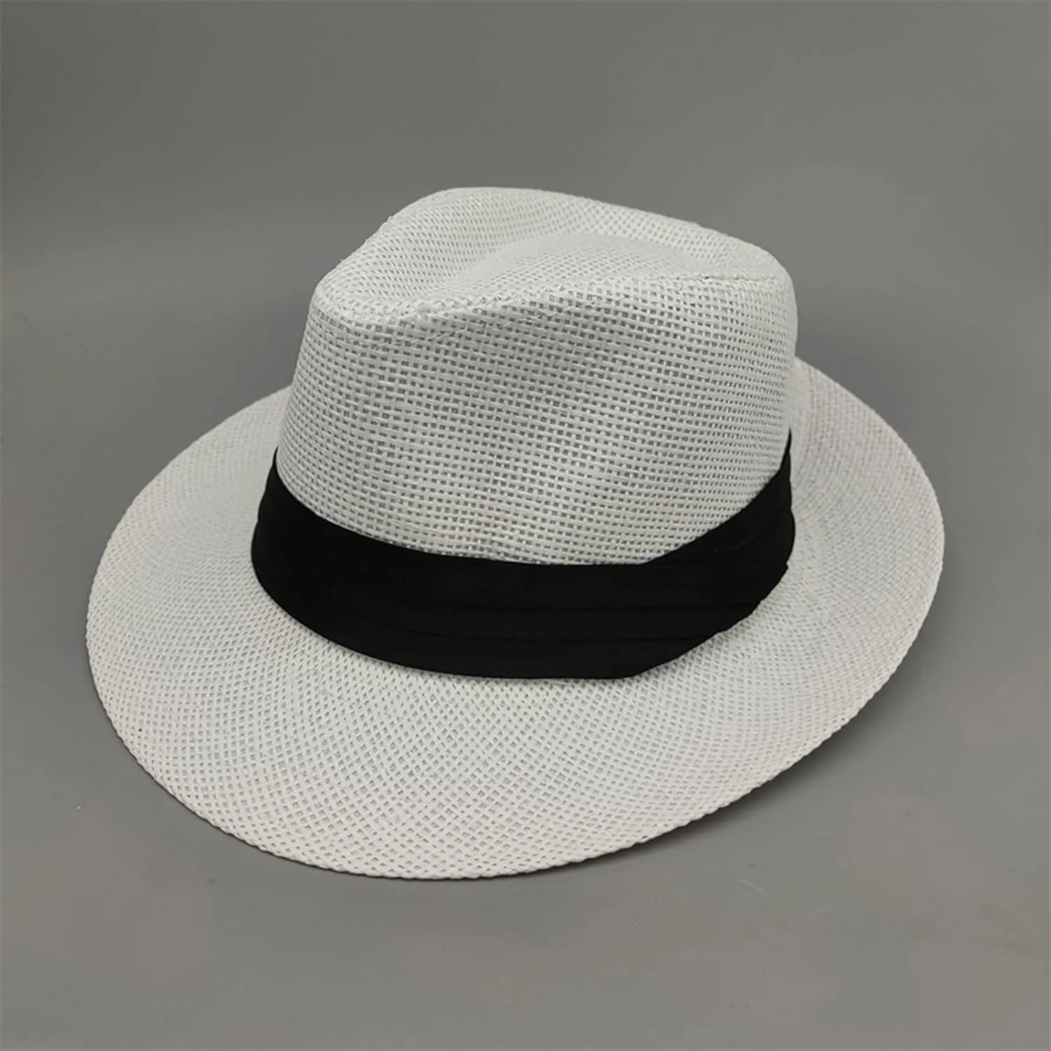 Unisex Men Women Panama Bowler Hat Wide Brim Straw Hats Sunscreen Breathable Jazz Sun Hat Church Hats