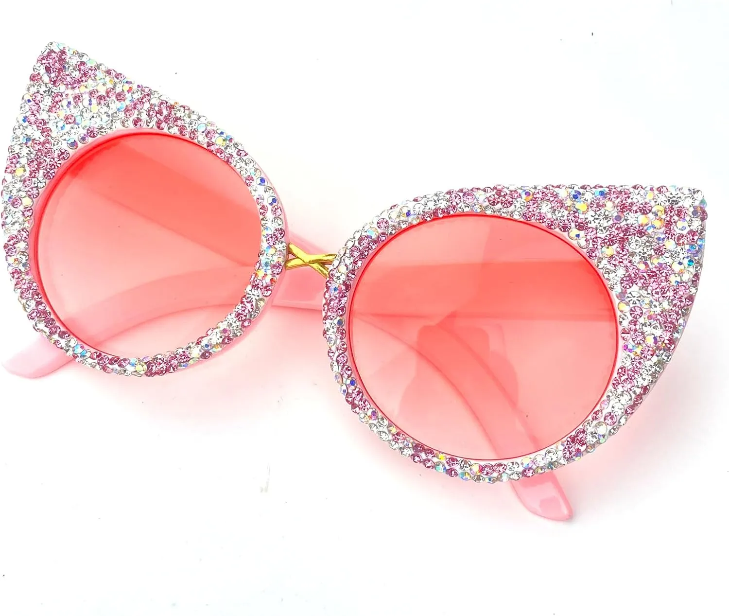 Vintage Cat Eye Rhinestones Sunglasses Women Round Crystal Sun Glasses Trendy bling bling Diamond Eyeglasses