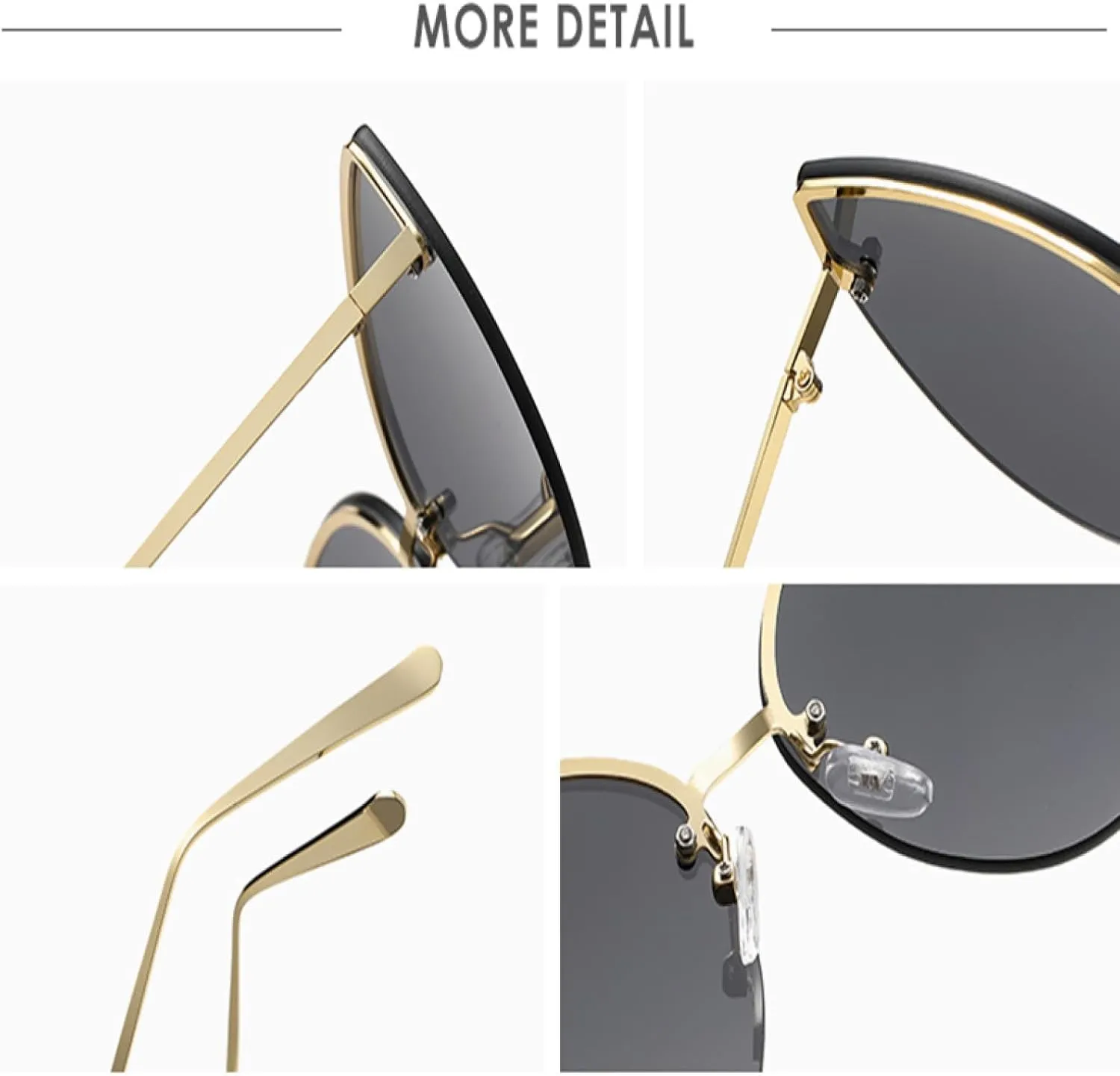 Vintage Cat Eye Rimless Sunglasses Metal Cateye Gradient Uv400 Summer Traveling for Women